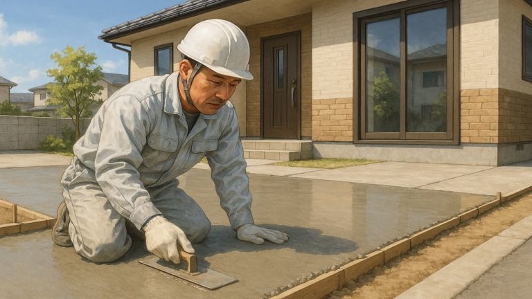 東海市の外構や庭に土間コンクリートを施工した画像