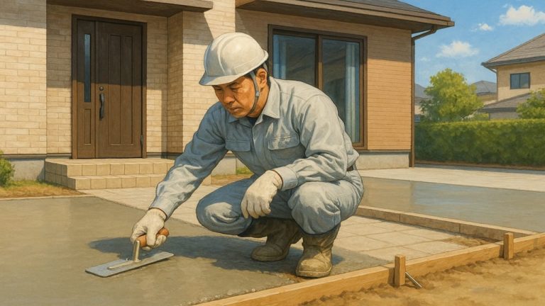 豊橋市の外構や庭に土間コンクリートを施工した画像