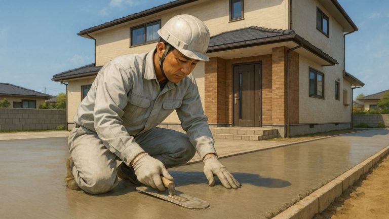 豊川市の外構や庭に土間コンクリートを施工した画像