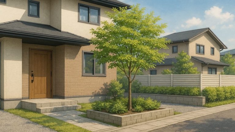 アオダモを外構や庭に植えた画像