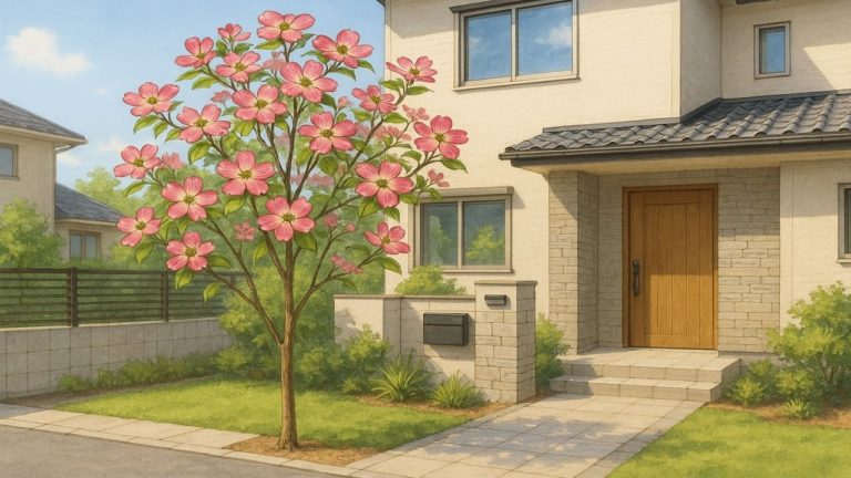 ハナミズキを外構や庭に植えた画像