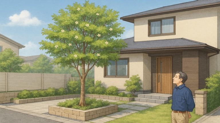 ヒメシャラを外構や庭に植えた画像