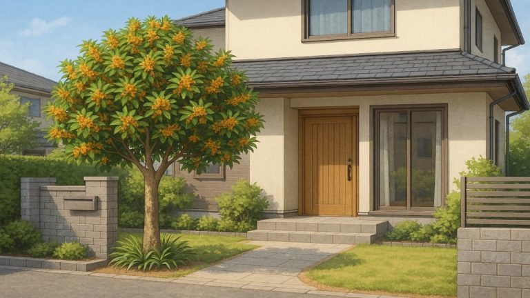 金木犀を外構や庭に植えた画像