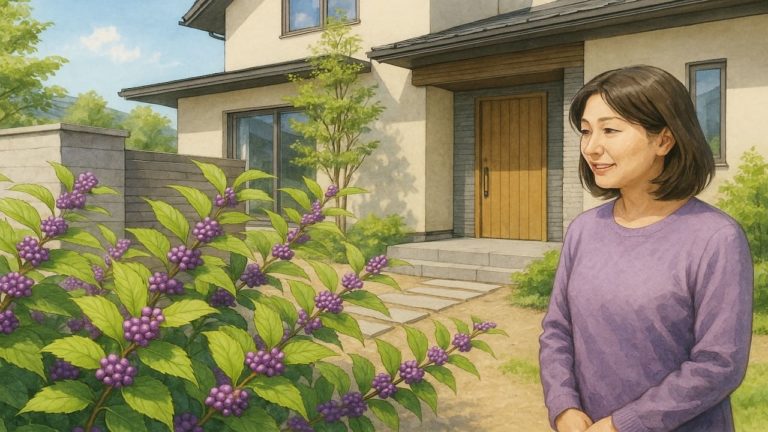 ムラサキシキブを外構や庭に植えた画像