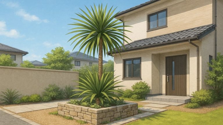 ニオイシュロランを外構や庭に植えた画像