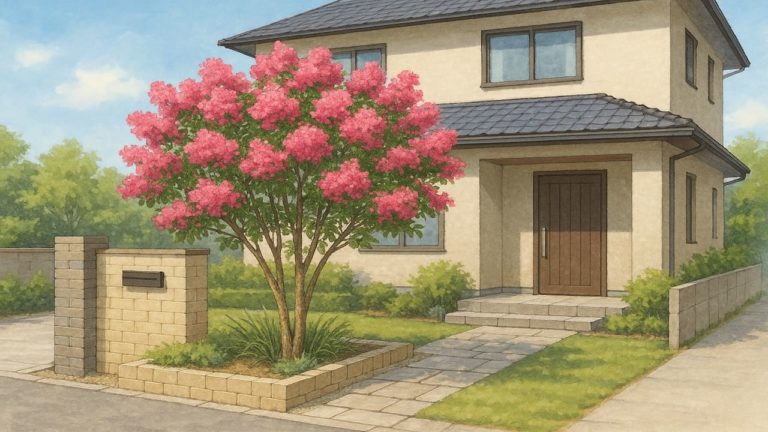 サルスベリを外構や庭に植えた画像