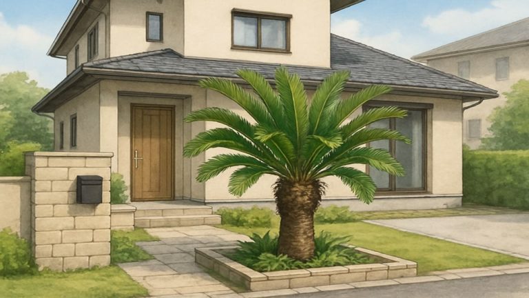 ソテツを外構や庭に植えた画像