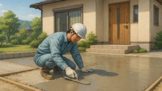 津山市の外構や庭に土間コンクリートを施工した画像