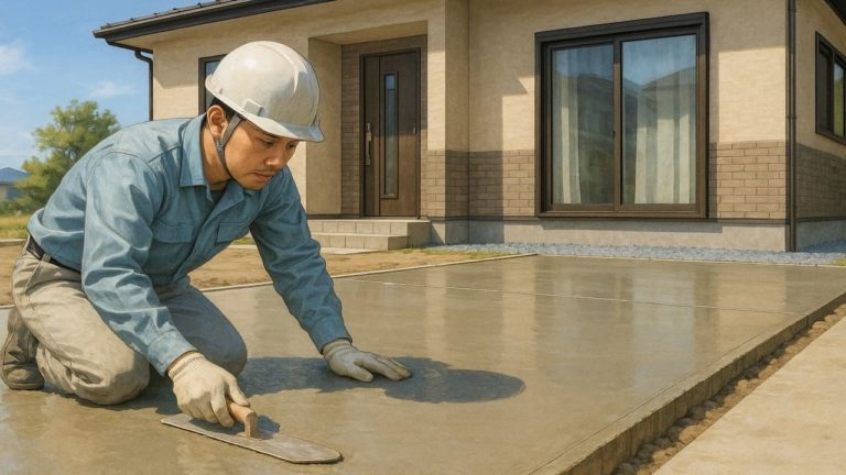 宇部市の外構や庭に土間コンクリートを施工した画像