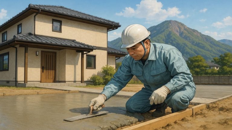 上田市の外構や庭に土間コンクリートを施工した画像