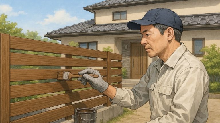 外構ウッドフェンスの塗装頻度の画像