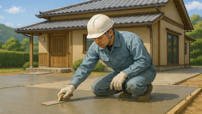 山口県の外構や庭に土間コンクリートを施工した画像