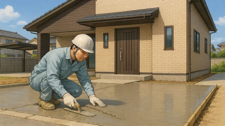 八尾市の外構や庭に土間コンクリートを施工した画像