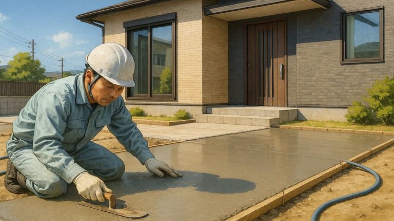 四日市市の外構や庭に土間コンクリートを施工した画像