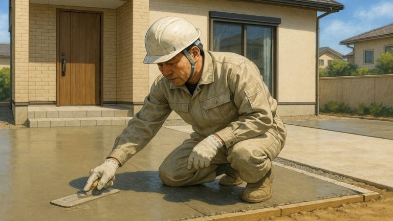 座間市の外構や庭に土間コンクリートを施工した画像