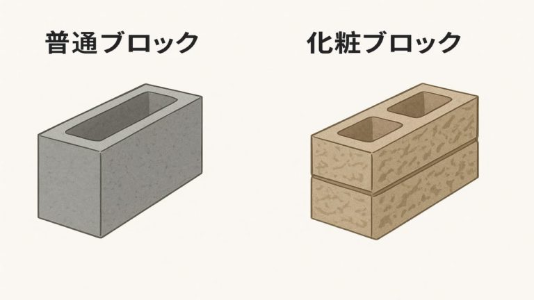 ブロック塀の種類（普通と化粧）の画像