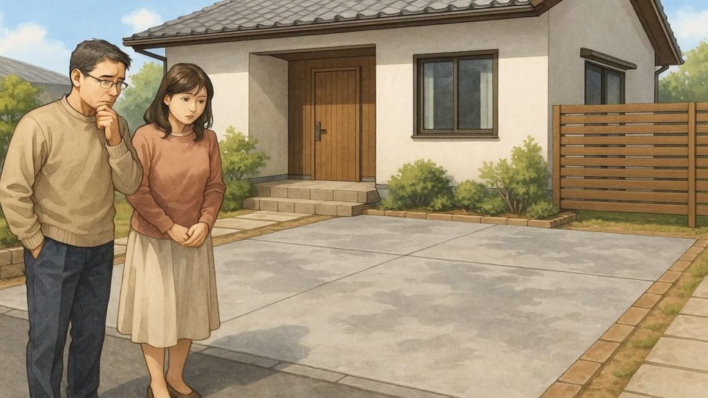 外構コンクリートの色ムラに悩む夫婦