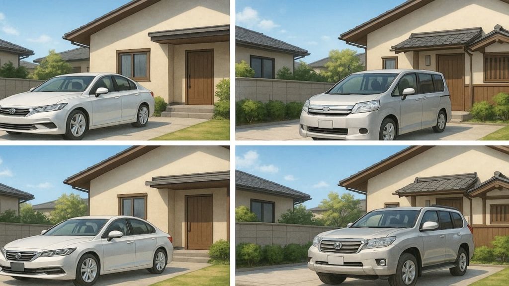 外構駐車場の車種別サイズの画像