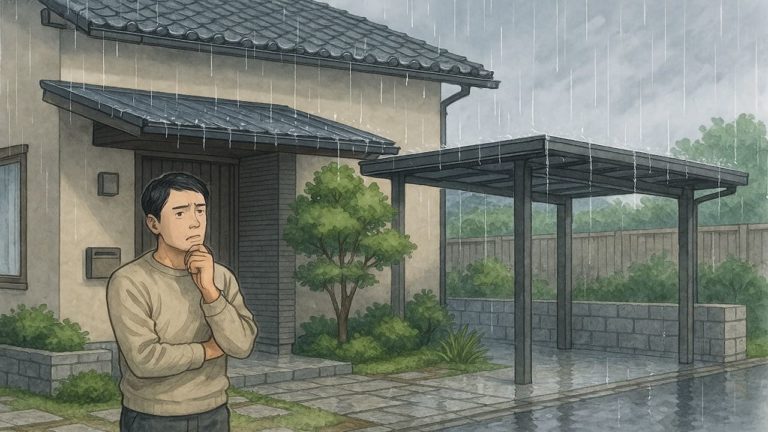 外構の雨音が気になる男性
