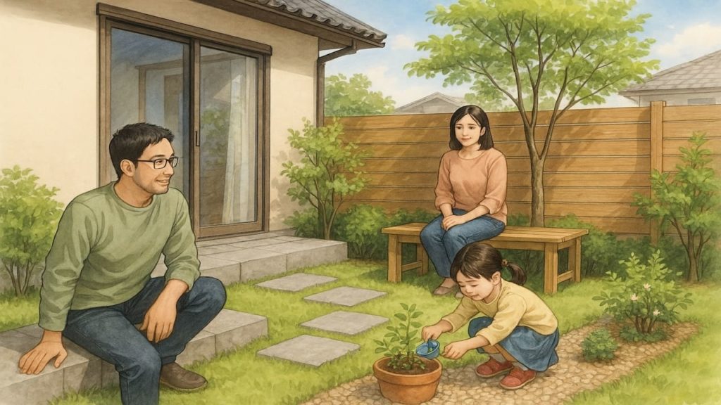 外構の小さな庭の活用法の画像