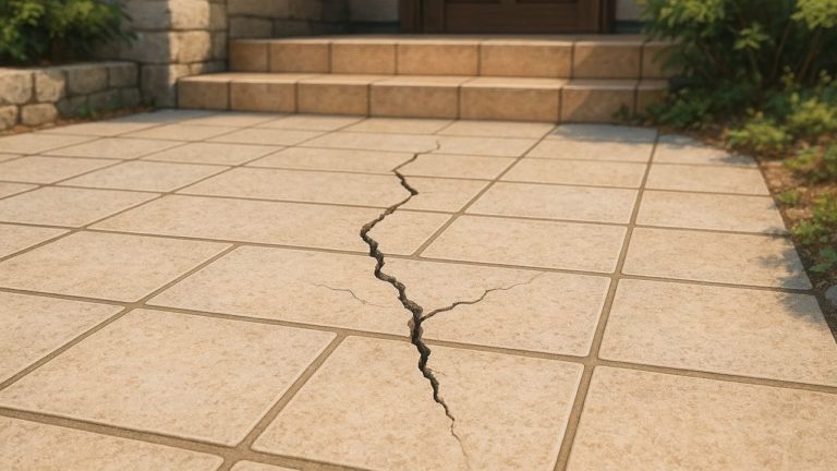 外構タイルのひび割れの画像