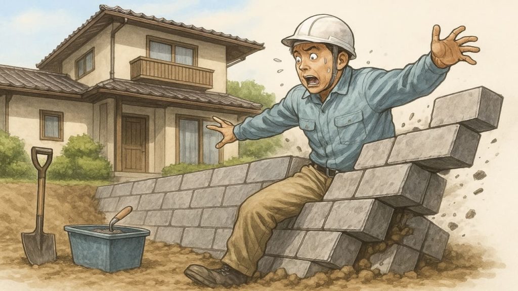 外構擁壁はDIYでは危険だという画像
