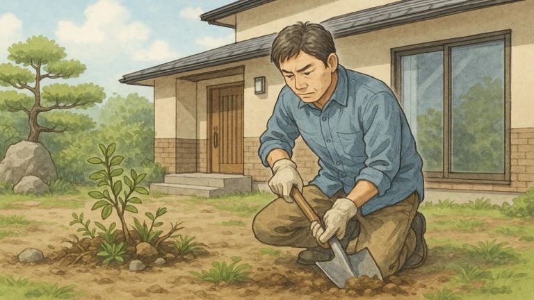 庭じまいを自分でdiyする男性