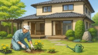 【夏の庭づくりQ&A】打ち水・排水・風通しで体感温度を下げる外構術 夏の庭づくりをしている職人