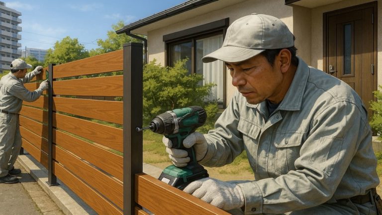 我孫子市の住宅に施工された目隠しフェンスイメージ