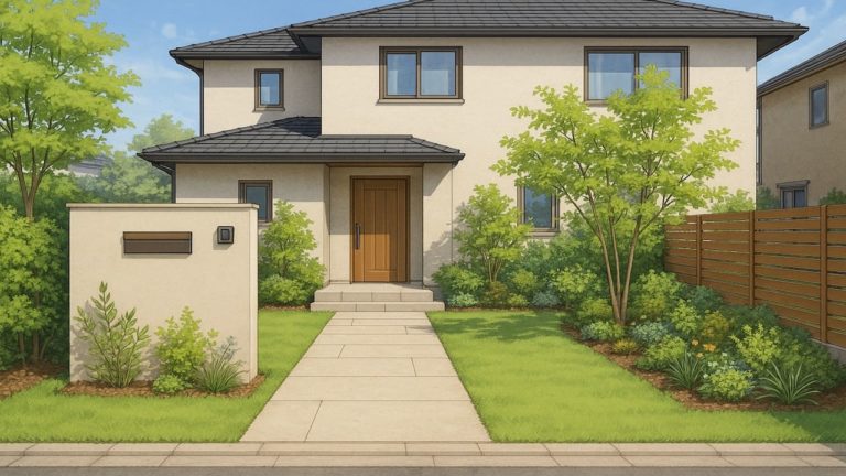 我孫子市の住宅に施工されたおしゃれで安い外構イメージ