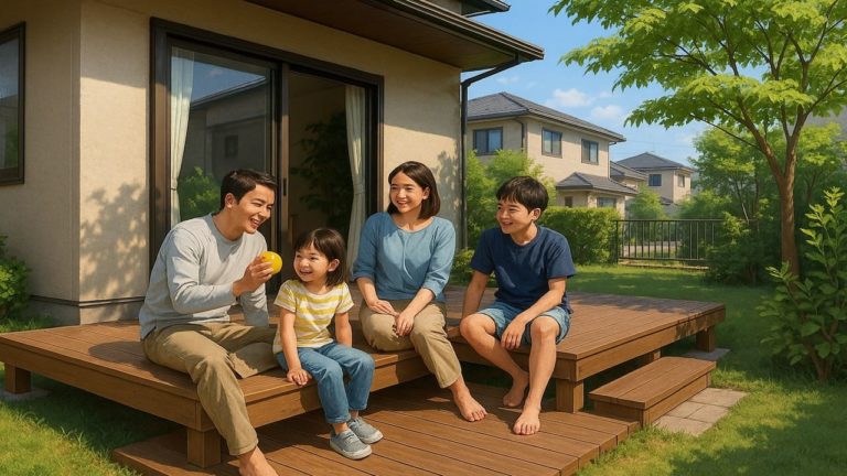 我孫子市の住宅に施工されたウッドデッキイメージ