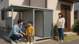 【足立区】物置費用と業者比較|相場より安くする依頼先の探し方 足立区の住宅に施工された屋外用物置イメージ