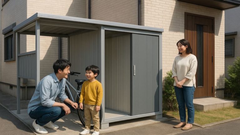 足立区の住宅に施工された屋外用物置イメージ