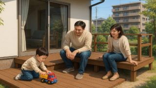 上尾市の住宅に施工されたウッドデッキイメージ