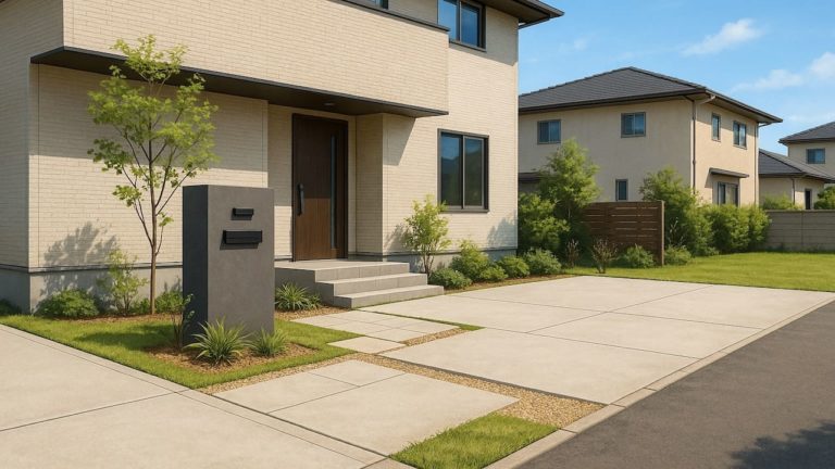 愛知県の住宅に施工されたおしゃれで安い外構イメージ