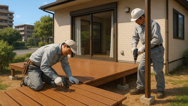 安城市の住宅に施工されたウッドデッキイメージ