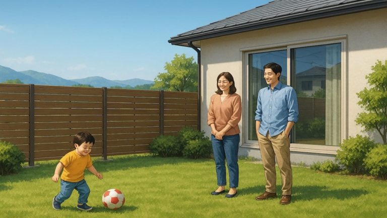 青森県の住宅に施工された目隠しフェンスイメージ