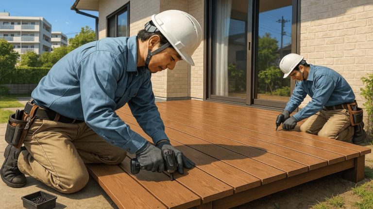 朝霞市の住宅に施工されたウッドデッキイメージ