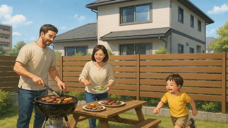 足利市の住宅に施工された目隠しフェンスイメージ