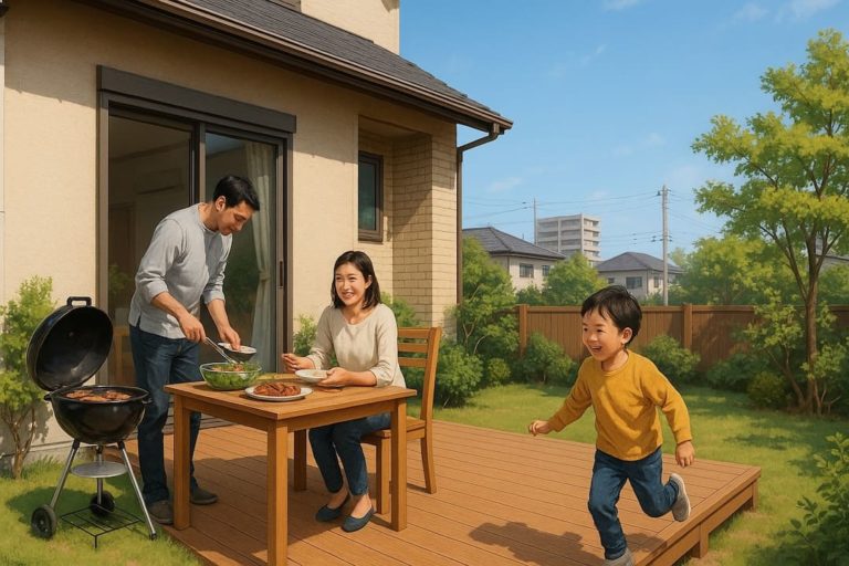 厚木市の住宅に施工されたウッドデッキイメージ