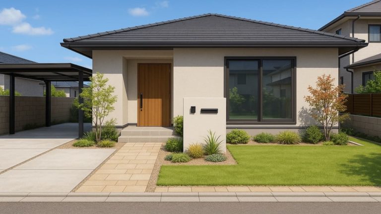 別府市の住宅に施工されたおしゃれで安い外構イメージ