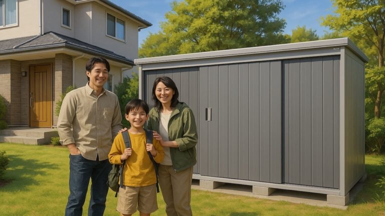 千葉県の住宅に施工された屋外用物置イメージ