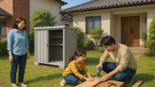 筑西市の住宅に施工された屋外用物置イメージ