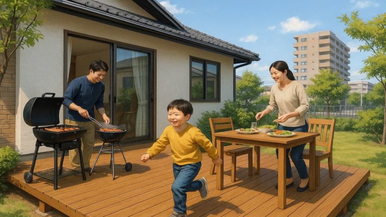 筑西市の住宅に施工されたウッドデッキイメージ