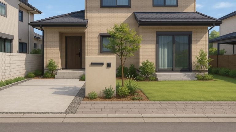 筑紫野市の住宅に施工されたおしゃれで安い外構イメージ