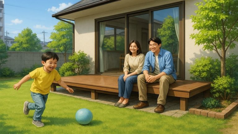 調布市の住宅に施工されたウッドデッキイメージ