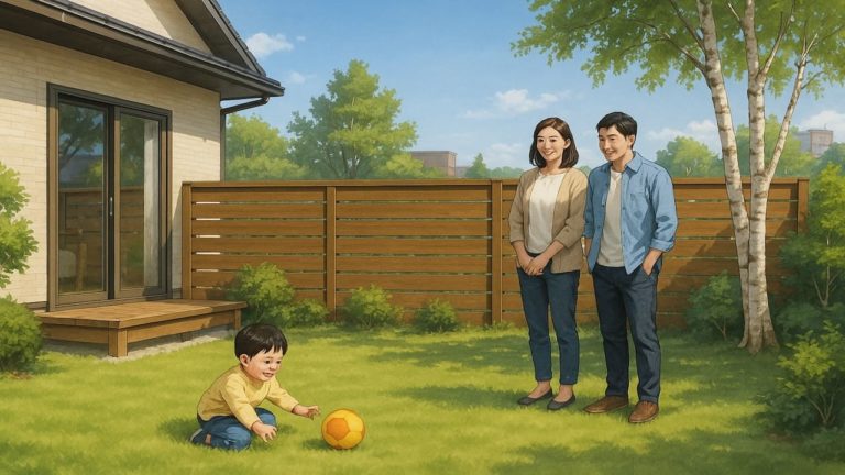 江別市の住宅に施工された目隠しフェンスイメージ