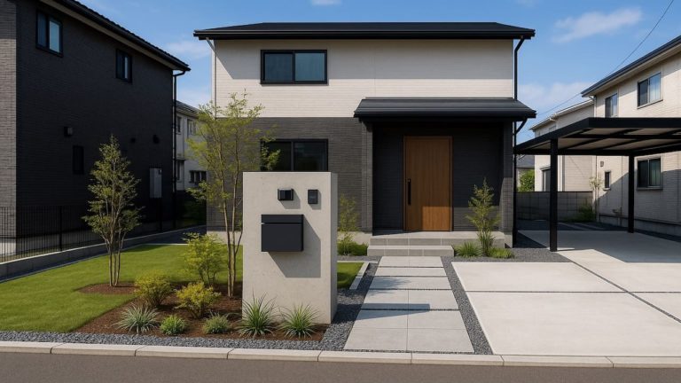 江別市の住宅に施工されたおしゃれで安い外構イメージ