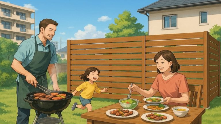 愛媛県の住宅に施工された目隠しフェンスイメージ