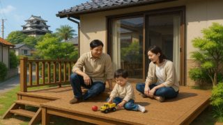 愛媛県の住宅に施工されたウッドデッキイメージ